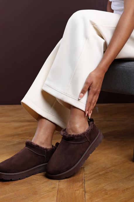 Wheres That From Womens 'Saskia' Cosy Faux-Suede Fur Lined Micro Dipped Heel Boot - Image 2