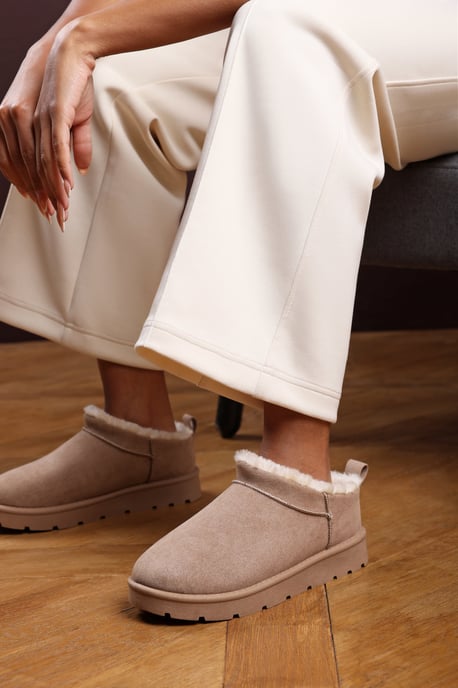 Wheres That From Womens 'Saskia' Cosy Faux-Suede Fur Lined Micro Dipped Heel Boot - Image 2