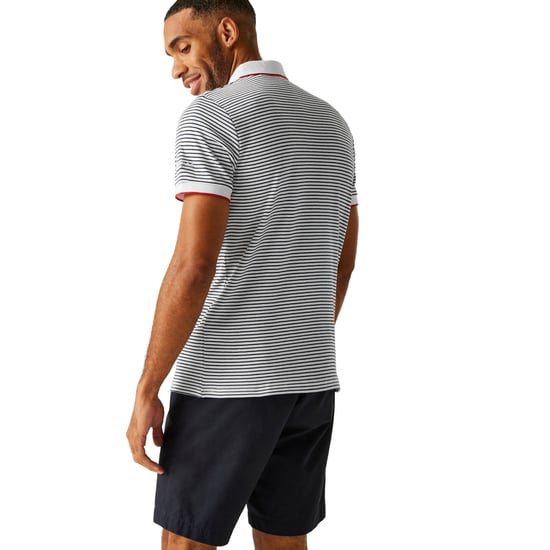 Regatta Mens Tiver Striped Polo Shirt (White/Navy) - Image 2