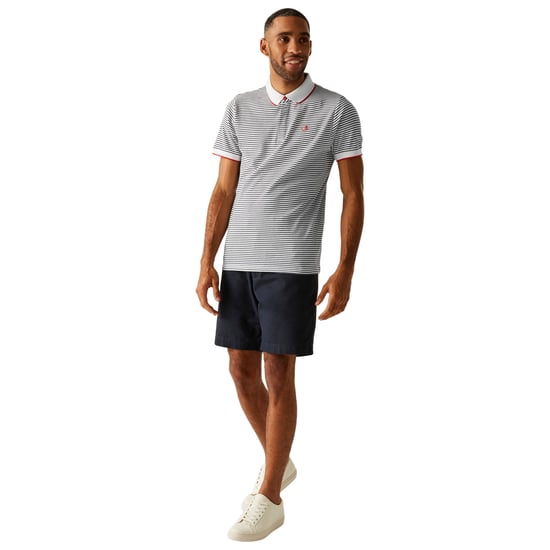Regatta Mens Tiver Striped Polo Shirt (White/Navy) - Image 3