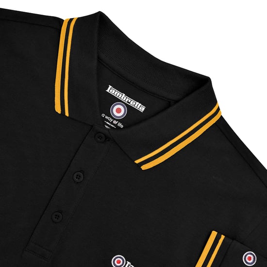 Lambretta Heren Tipped Big & Tall Poloshirt (Zwart/Goud) - Image 3