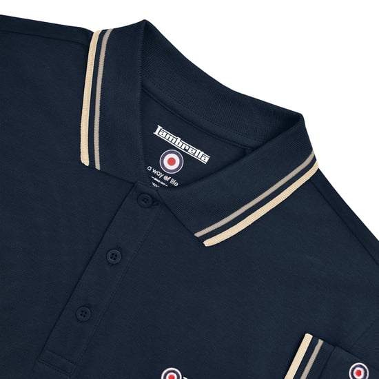 Lambretta Heren Tipped Big & Tall Polo Shirt (Donker Navy) - Image 3