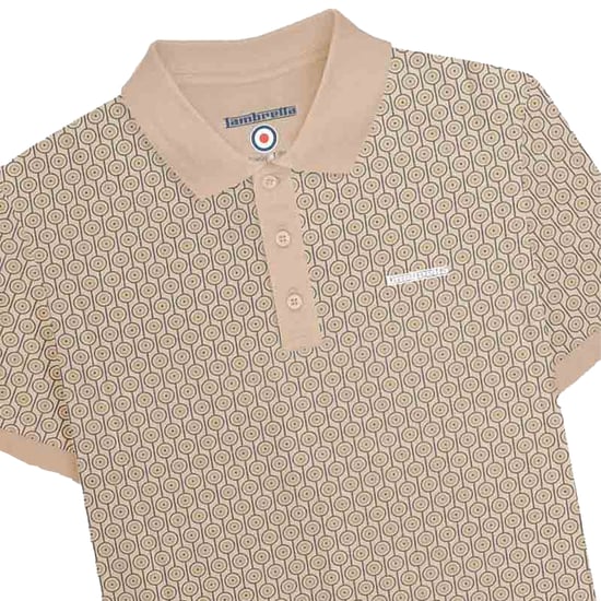 Lambretta Mens Geometric Circle Big & Tall Polo Shirt (Stone) - Image 3