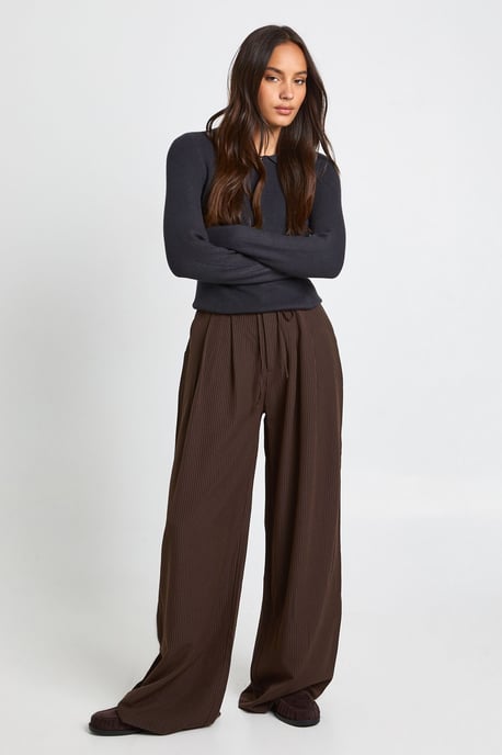 Premium Long Sleeve Collared Rib Knit Top - Image 1
