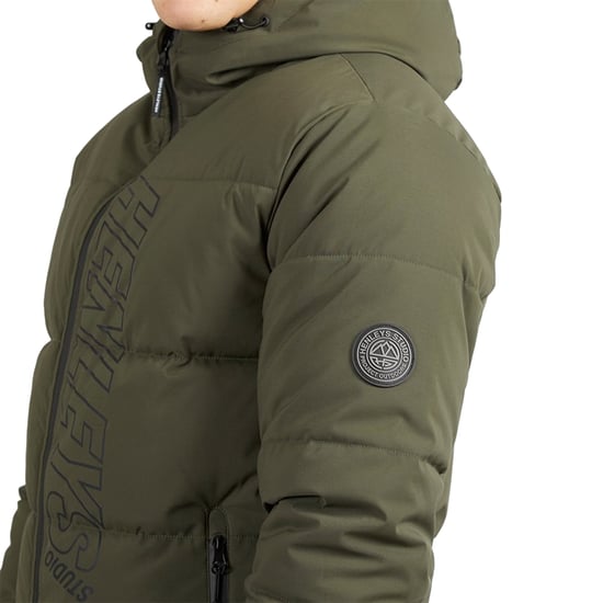 Henleys Heren Systeem Ski Puffer Jacket (Khaki Groen) - Image 3