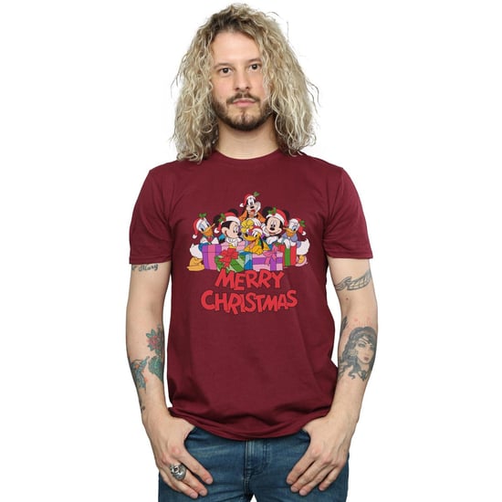 Disney Mens Mickey Mouse And Friends jul t-shirt (Bourgogne) - Image 3
