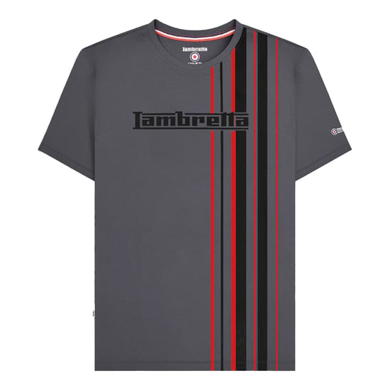 Lambretta Mens Racing Stripe T-Shirt (Iron) - Image 1