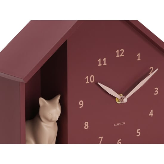 Karlsson wandklok siting cat bordeaux- Ø24,9cm - Image 2