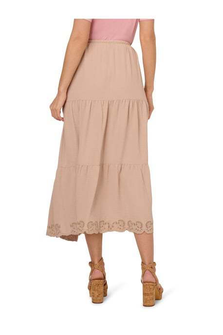 Pull On Drawstring Airflow Tiered Skirt W/ Embroidered Hem - Image 2
