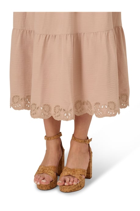 Pull On Drawstring Airflow Tiered Skirt W/ Embroidered Hem - Image 3