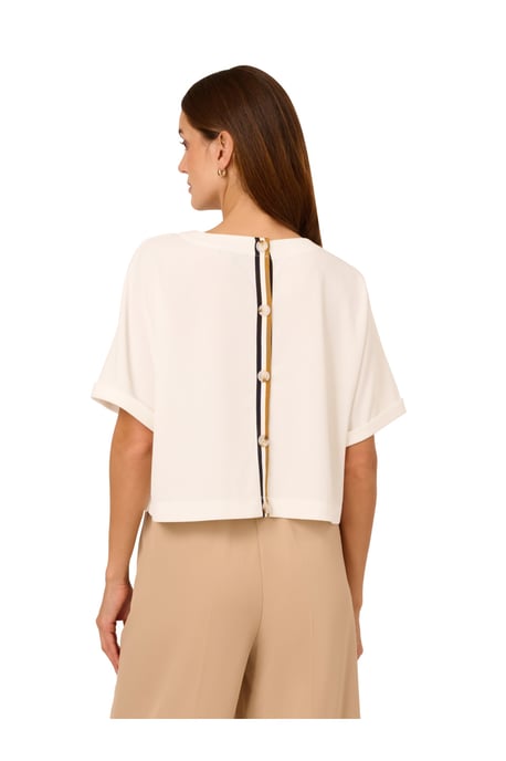 Crew Neck Short Sleeve Dolman Boxy Rib Knit Crop Top - Image 2