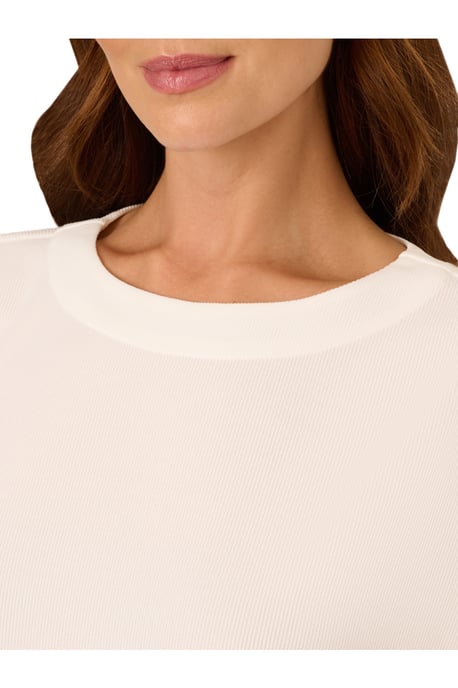 Crew Neck Short Sleeve Dolman Boxy Rib Knit Crop Top - Image 3
