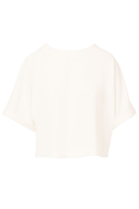 Crew Neck Short Sleeve Dolman Boxy Rib Knit Crop Top - Image 4