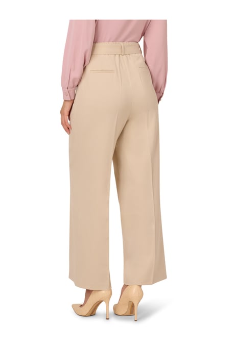 Twill Zip Fly Belted Wide Leg Trouser W/ Pintuck Front Detail - Image 2