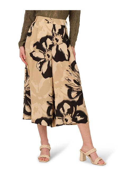 Printed Airflow Zip Fly Wide Leg Soft Gaucho Trouser - Image 1