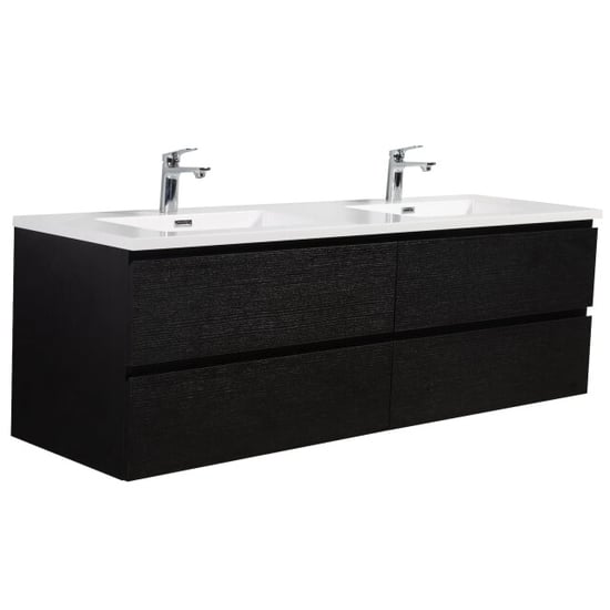 Badplaats Badkamermeubel set angela 160 cm zwart badmeubel met - Image 1