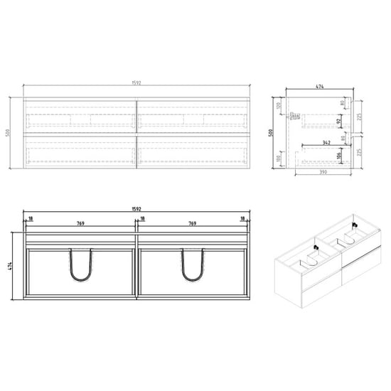 Badplaats Badkamermeubel set angela 160 cm zwart badmeubel met - Image 2