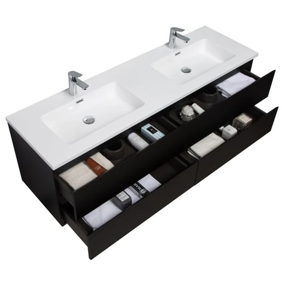 Badplaats Badkamermeubel set angela 160 cm zwart badmeubel met - Image 4