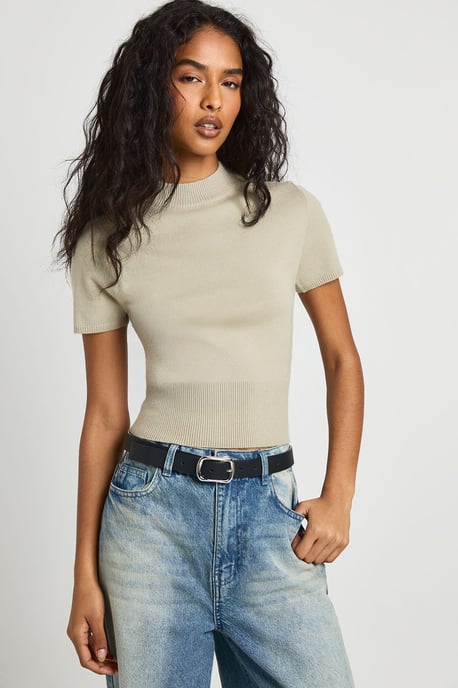Short Sleeve Knit Rib Top - Image 1