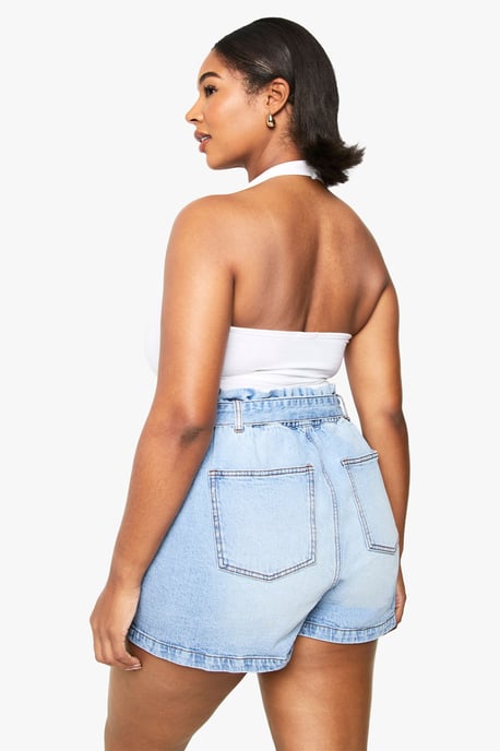 Plus Paperbag Waist Denim Short - Image 2