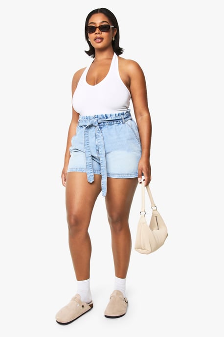 Plus Paperbag Waist Denim Short - Image 3