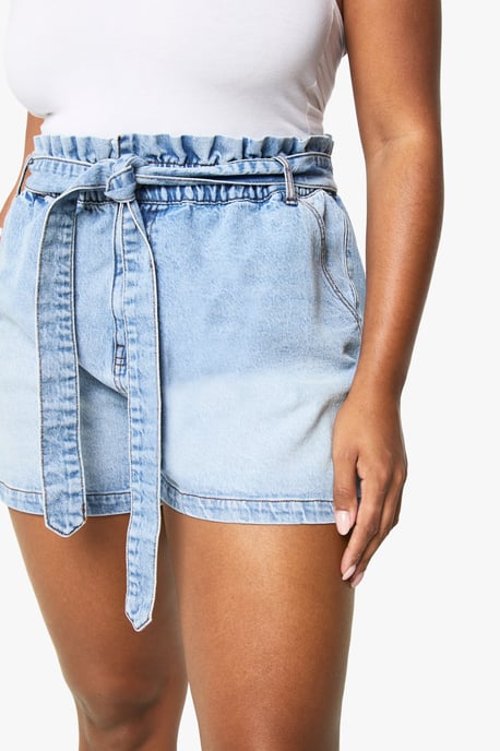 Plus Paperbag Waist Denim Short - Image 4