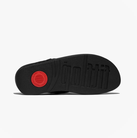 Fitflop Lulu Crinkled-shimmer Ladies Toe Post Sandals Metallic Black - Image 4