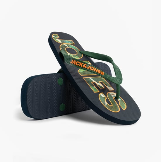 Jack & Jones Logo Palm Print Mens Flip-flops Navy Blazer - Image 2