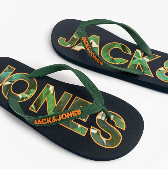 Jack & Jones Logo Palm Print Mens Flip-flops Navy Blazer - Image 6