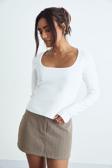 Basic Square Neck Long Sleeve Top - Image 4