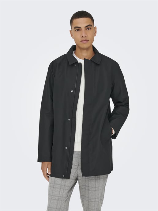 Only & Sons Mens Long Coat Lightweight Autumn Winter - Image 1