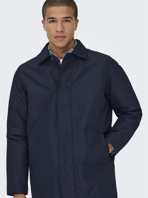 Only & Sons Mens Long Coat Lightweight Autumn Winter - Image 3