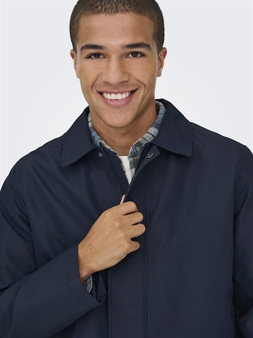 Only & Sons Mens Long Coat Lightweight Autumn Winter - Image 4