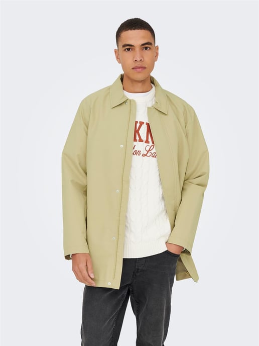 Only & Sons Mens Long Coat Lightweight Autumn Winter - Image 5
