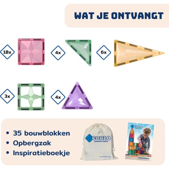 Coblo Magnetische bouwstenen pastel 35 delig - Image 5