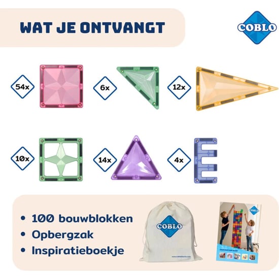 Coblo Magnetische bouwstenen pastel 100 delig - Image 5