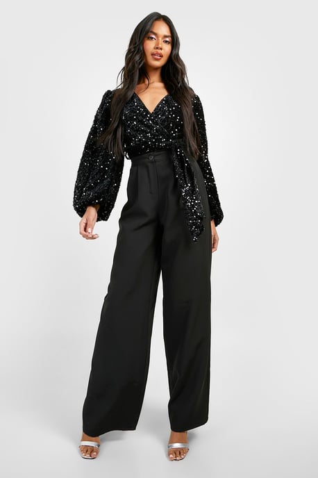 Volume Sleeve Velvet Sequin Bodysuit - Image 3