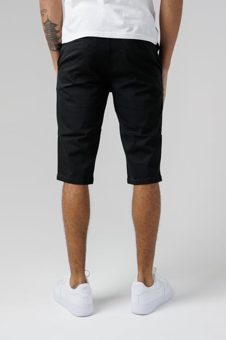 Black Organic Cotton Slim Fit Chino Shorts - Image 2