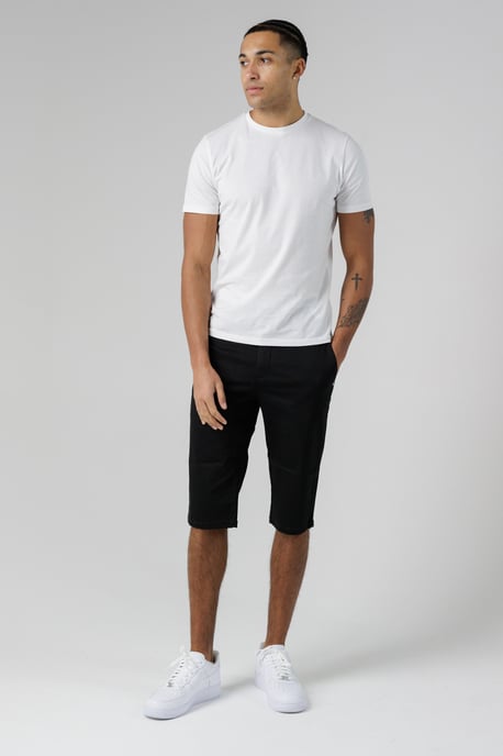 Black Organic Cotton Slim Fit Chino Shorts - Image 3