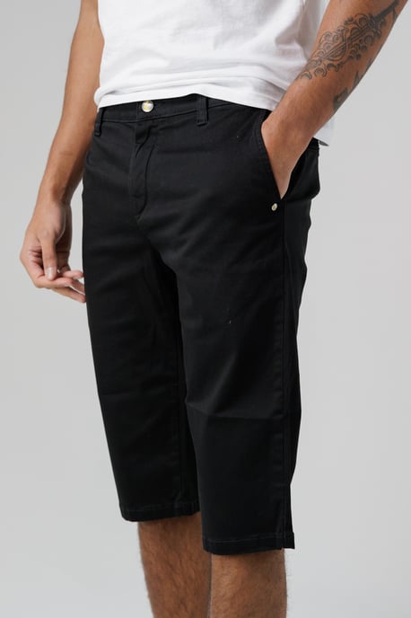 Black Organic Cotton Slim Fit Chino Shorts - Image 4