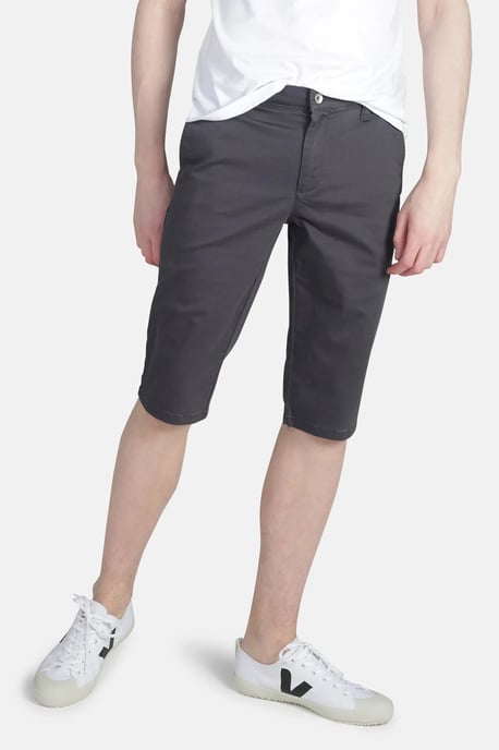 Dark Grey Organic Cotton Slim Fit Chino Shorts - Image 1