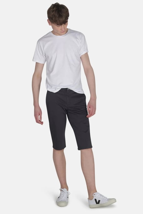 Dark Grey Organic Cotton Slim Fit Chino Shorts - Image 3