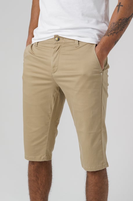 Beige Organic Cotton Slim Fit Chino Shorts - Image 4