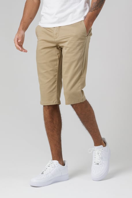 Beige Organic Cotton Slim Fit Chino Shorts - Image 5