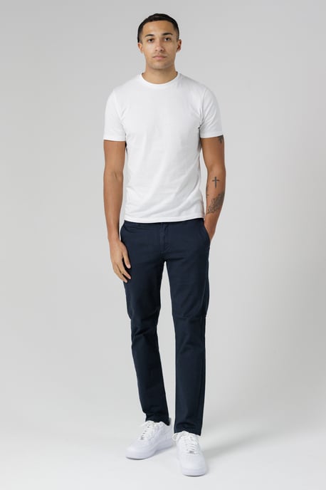 Navy Organic Cotton Blend Slim Fit Classic Chinos - Image 3