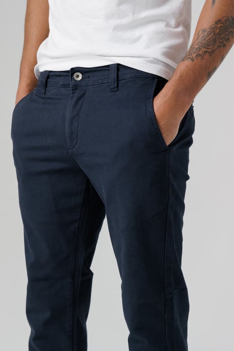 Navy Organic Cotton Blend Slim Fit Classic Chinos - Image 4