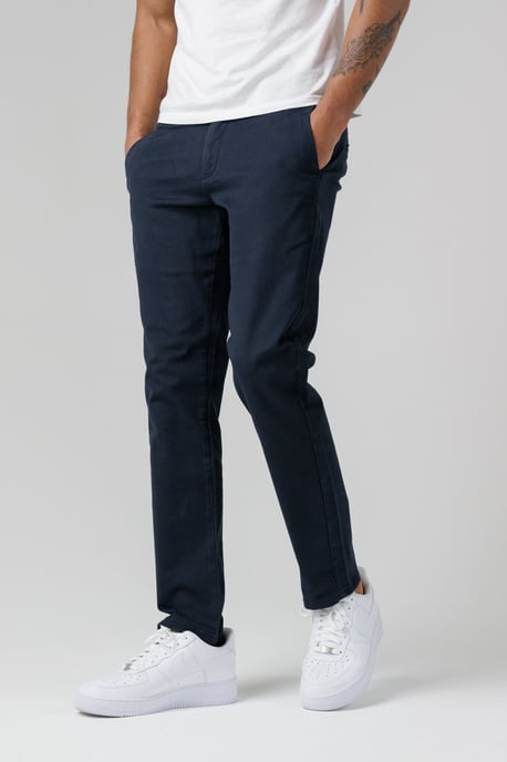Navy Organic Cotton Blend Slim Fit Classic Chinos - Image 5