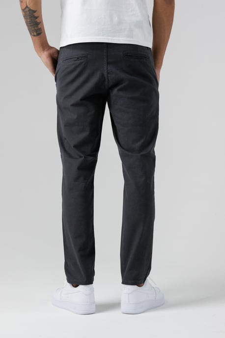 Dark Grey Organic Cotton Blend Slim Fit Classic Chinos - Image 2