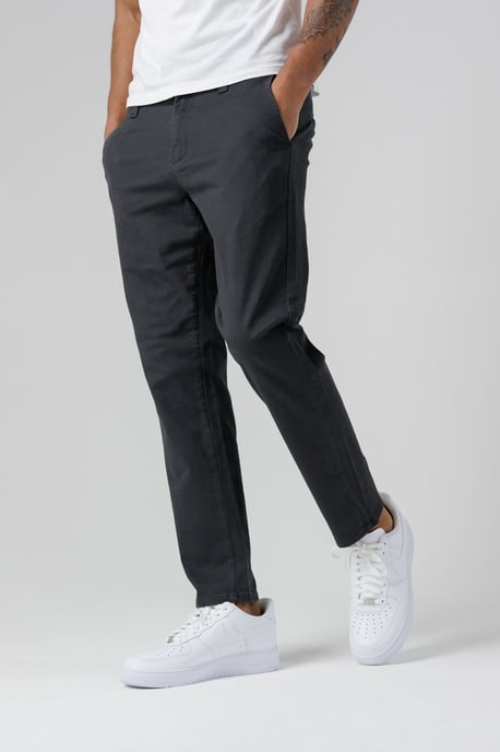 Dark Grey Organic Cotton Blend Slim Fit Classic Chinos - Image 4