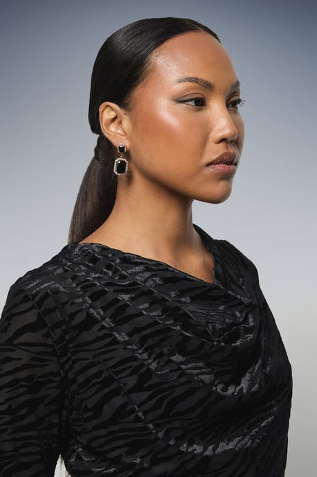 Fluted Sleeve Cowl Neck Top - Image 2